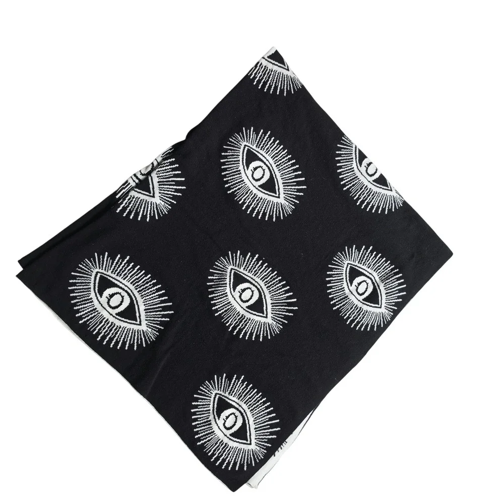 Cynthia Rowley Curious New York Evil Eye Reversible Cotton Knit Throw Blanket